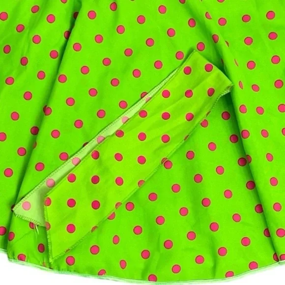 Green pink polkadot retro 50s 60s poodle skirt rock n roll Halloween costume OS - Picture 5 of 11